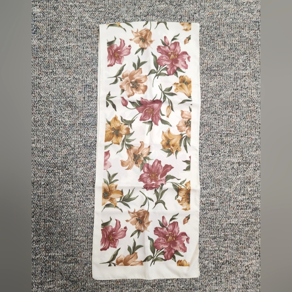 Saks Fifth Avenue Cream Floral Print Silk Scarf